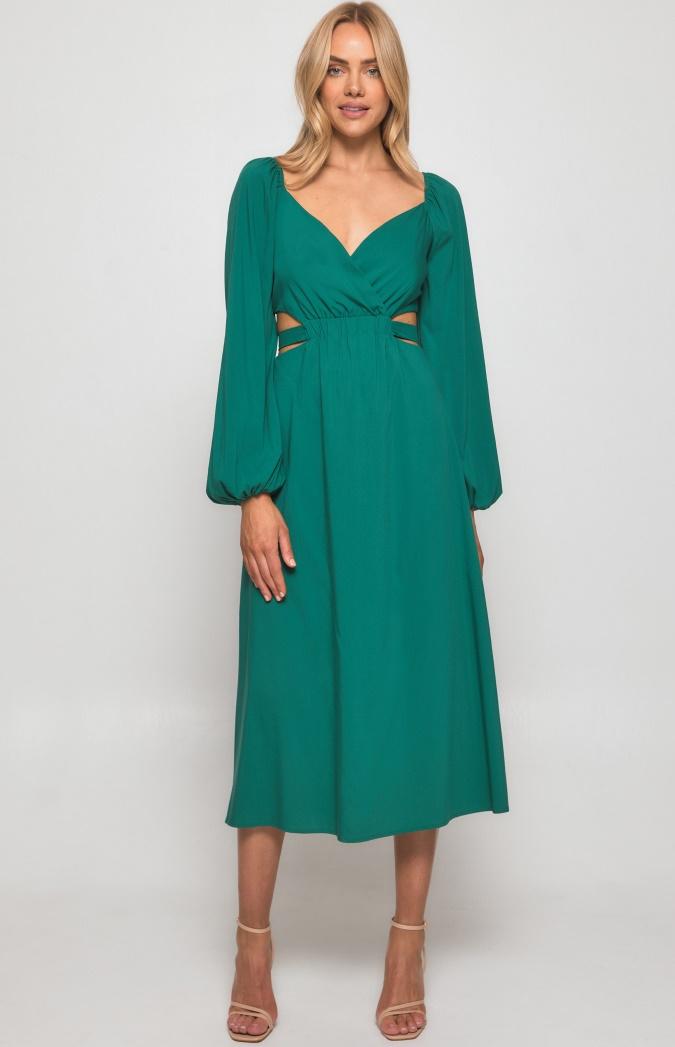 Long Sleeve Maxi Dress with Elastic Cut Out Waist – Eshopeebuy